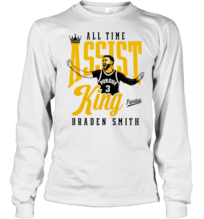 Braden Smith Assist King All Time Purdue Boilermakers Long Sleeve Tee