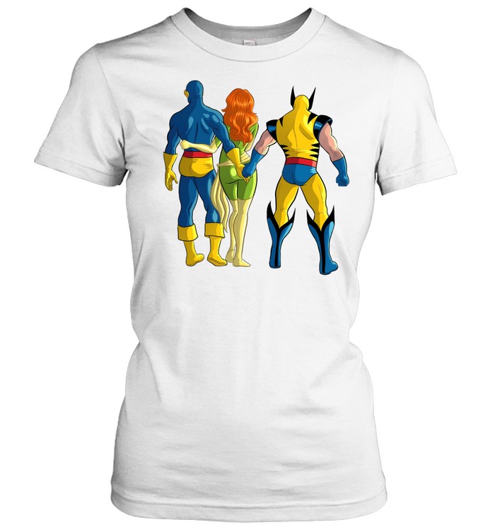 Cyclops and Wolverine cheating behind Jean Grey Women T-Shirt