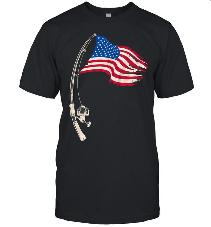 Fishing American Flag Fisherman Patriotic Day 4th Of July Unisex T-Shirt