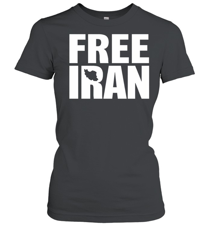 Free Iran With Map Silhouette Minimalist Solidarity Women T-Shirt