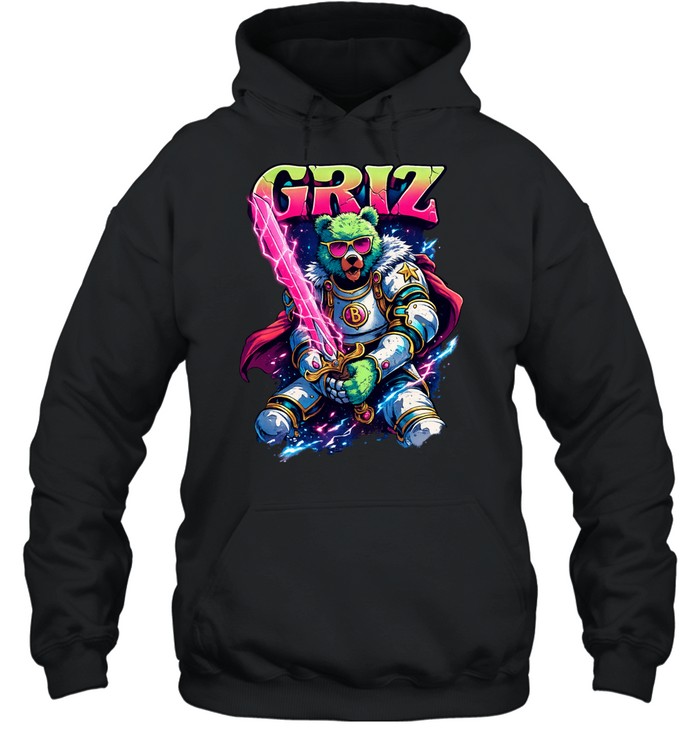 GRIZ Neon Bear Warrior Fantasy Sword Graphic The Armory Minneapolis Hoodie