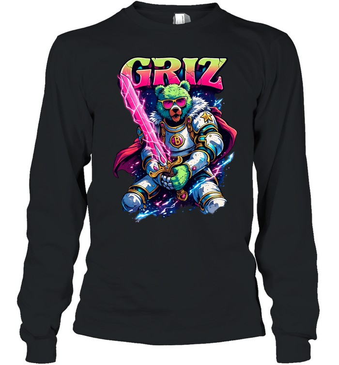 GRIZ Neon Bear Warrior Fantasy Sword Graphic The Armory Minneapolis Long Sleeve Tee