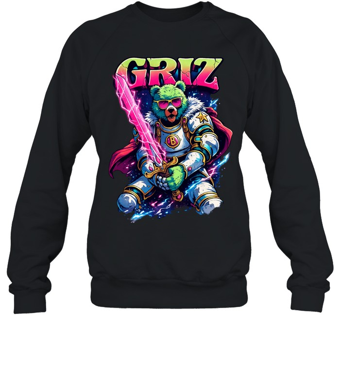 GRIZ Neon Bear Warrior Fantasy Sword Graphic The Armory Minneapolis Sweatshirt