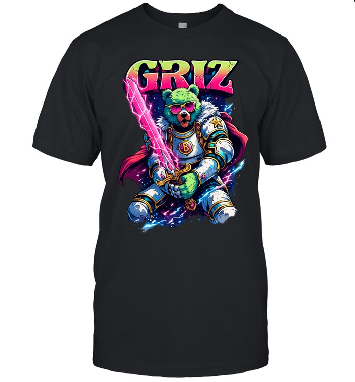 GRIZ Neon Bear Warrior Fantasy Sword Graphic The Armory Minneapolis Unisex T-Shirt