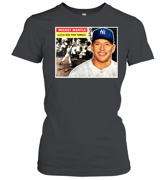 Mickey Mantle Outfield New York Yankees 1956 Topps Baseball Women T-Shirt