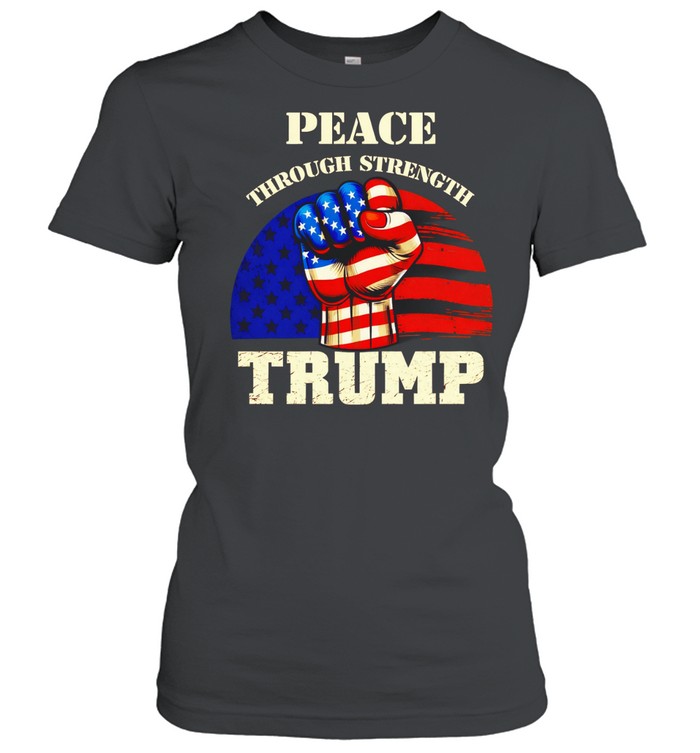 Peace through Strength Trump punch US flag Women T-Shirt