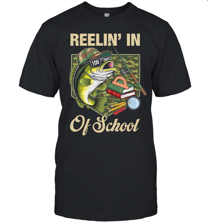 Reelin' In 100 Days Of School Bass Fishing Funny Teacher Boy Unisex T-Shirt