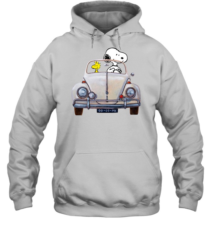 Snoopy And Woodstock Driving Volkswagen Beetle Hoodie