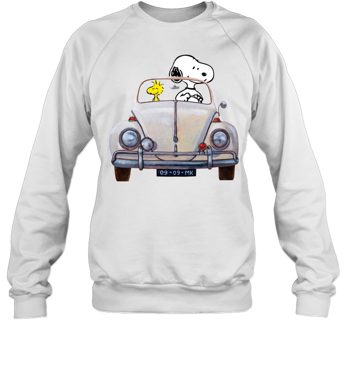 Snoopy And Woodstock Driving Volkswagen Beetle Sweatshirt
