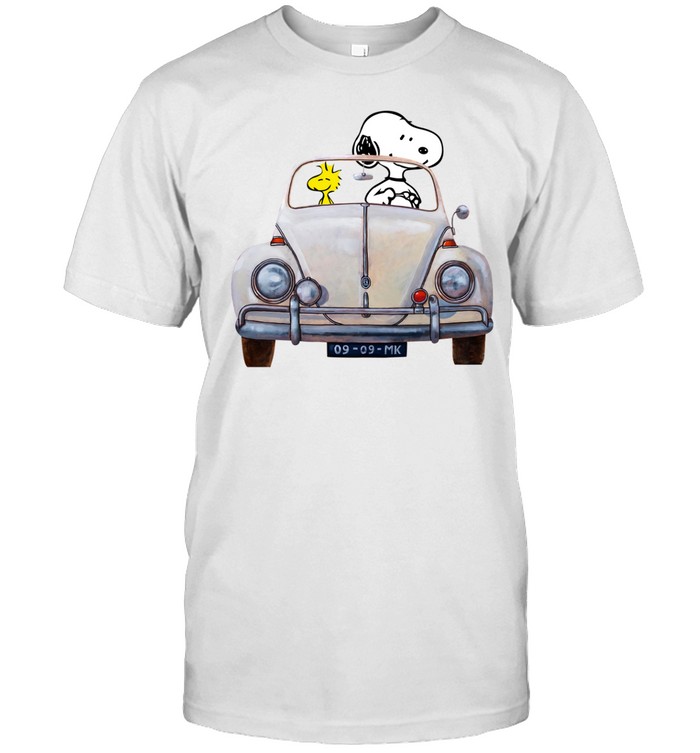 Snoopy And Woodstock Driving Volkswagen Beetle Unisex T-Shirt
