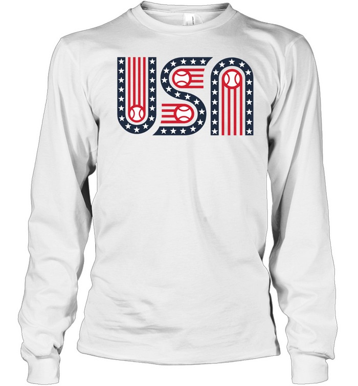 Usa stars stripes and baseball Long Sleeve Tee