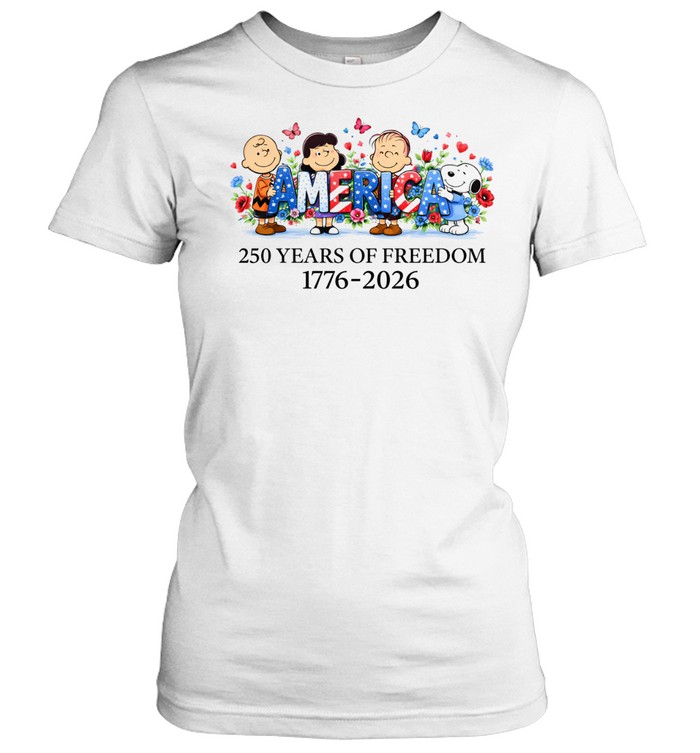 America 250 Years Of Freedom Patriotic Cartoon Friends Independence Anniversary Design Women T-Shirt