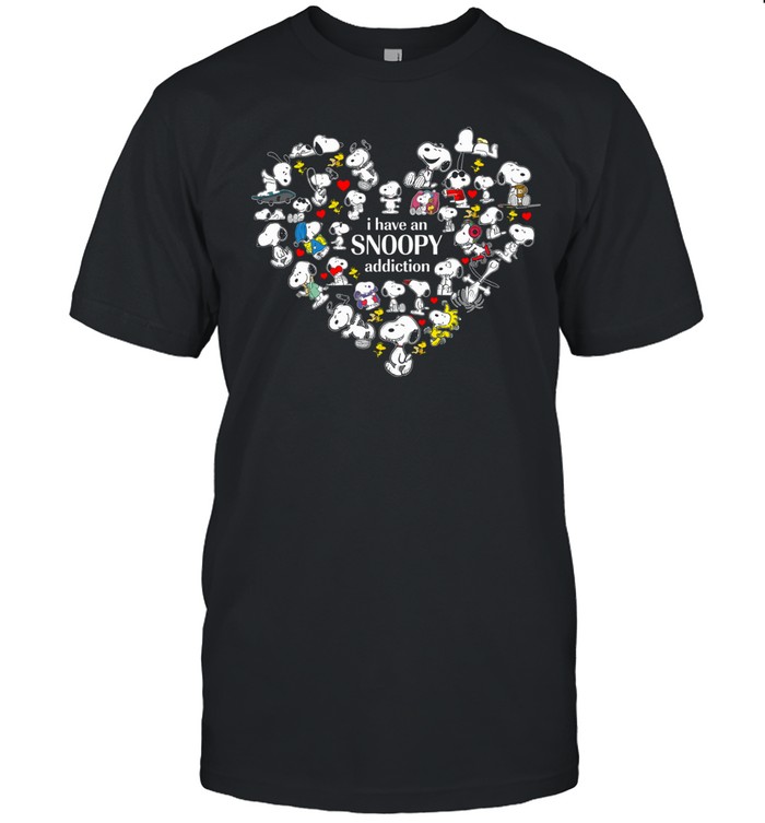 I Have A Beagle Addiction Cute Heart Collage Dog Lover Cartoon Style Design Unisex T-Shirt