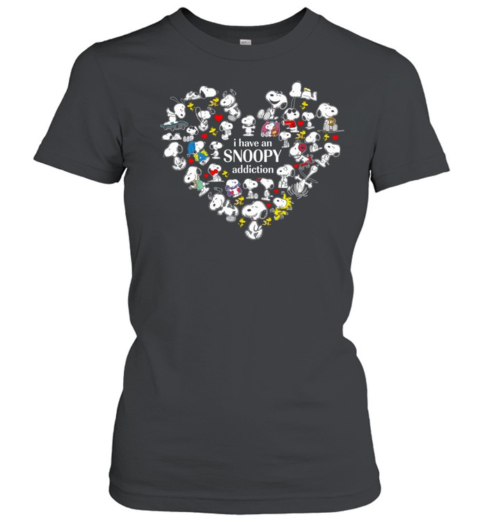 I Have A Beagle Addiction Cute Heart Collage Dog Lover Cartoon Style Design Women T-Shirt