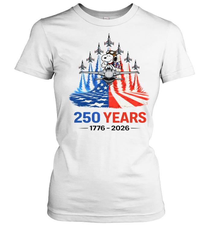 Patriotic Beagle Pilot 250 Years America Anniversary 1776 2026 Fighter Jet Tribute Women T-Shirt