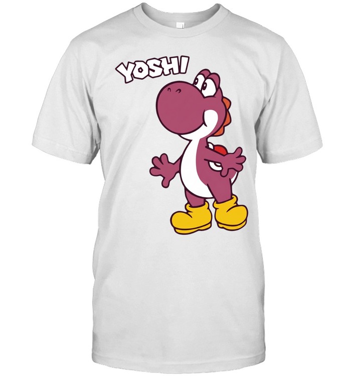 Pink Yoshi wearing yellow shoes and very happy Unisex T-Shirt