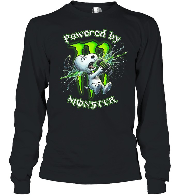 Powered by Energy Drink Funny Dog Graphic T-Shirt Long Sleeve Tee