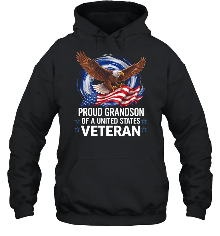 Proud Grandson Of A United States Veteran Patriotic Family Pride Hoodie