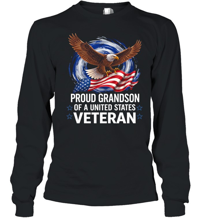 Proud Grandson Of A United States Veteran Patriotic Family Pride Long Sleeve Tee