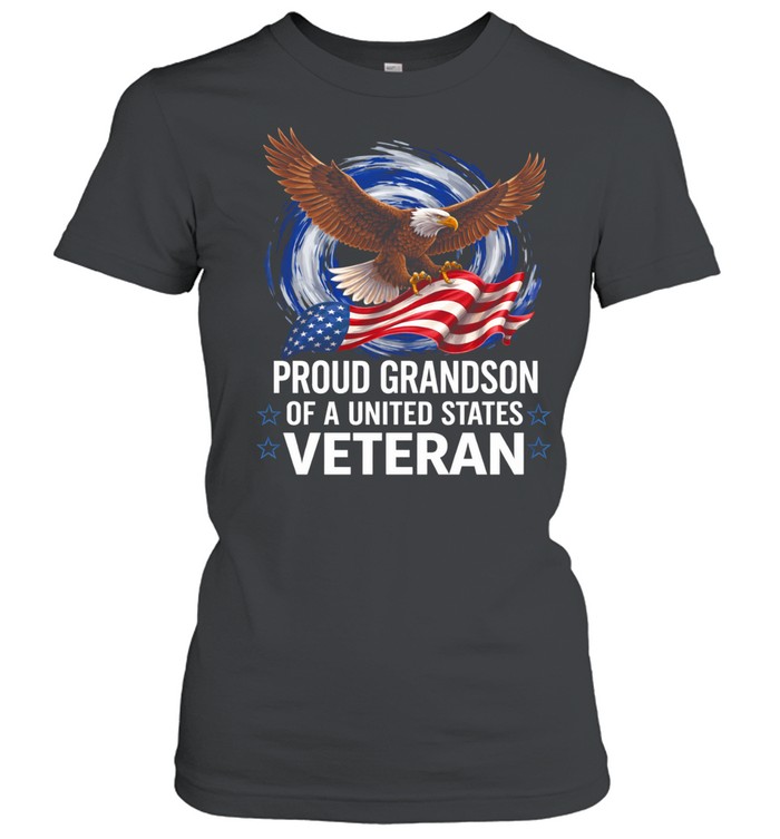 Proud Grandson Of A United States Veteran Patriotic Family Pride Women T-Shirt