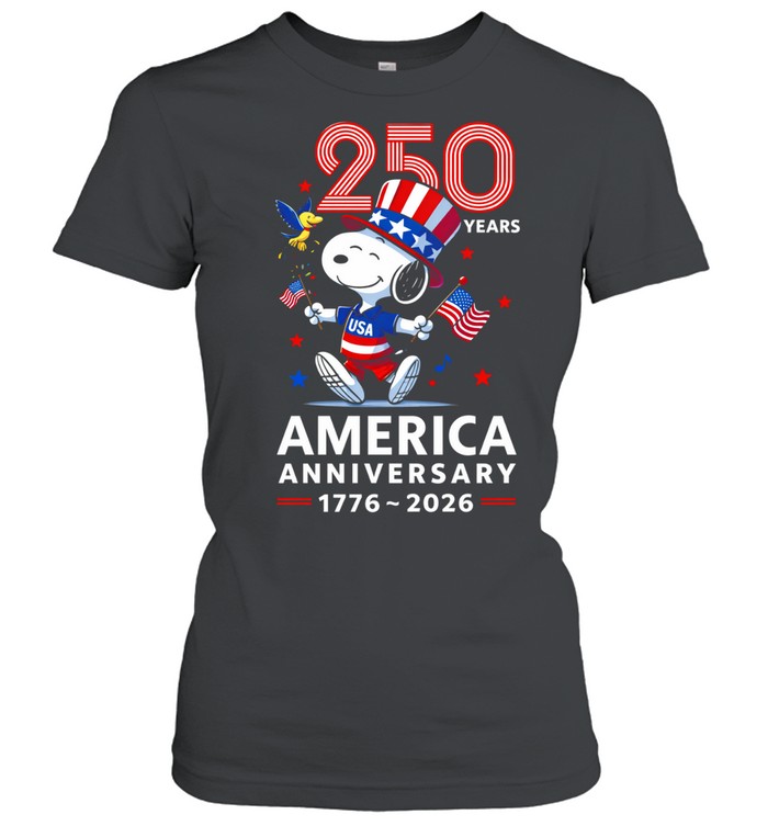 Snoopy 250 Years America Anniversary 1776 2026 Patriotic Independence Day Women T-Shirt