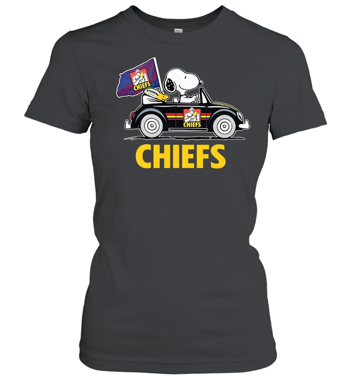 Snoopy and Woodstock driving car cheering for Gallagher Chiefs Women T-Shirt