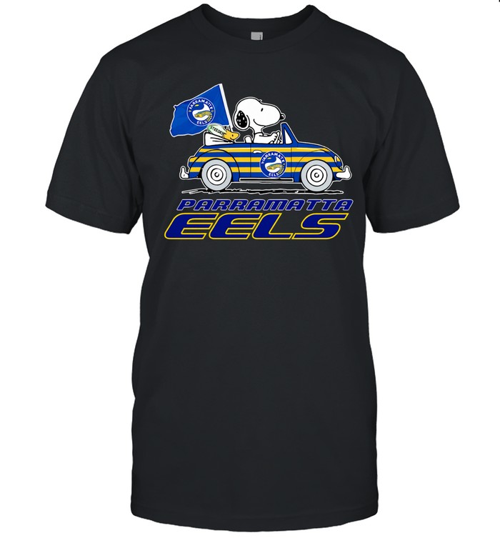 Snoopy and Woodstock driving car Parramatta Eels FC Unisex T-Shirt