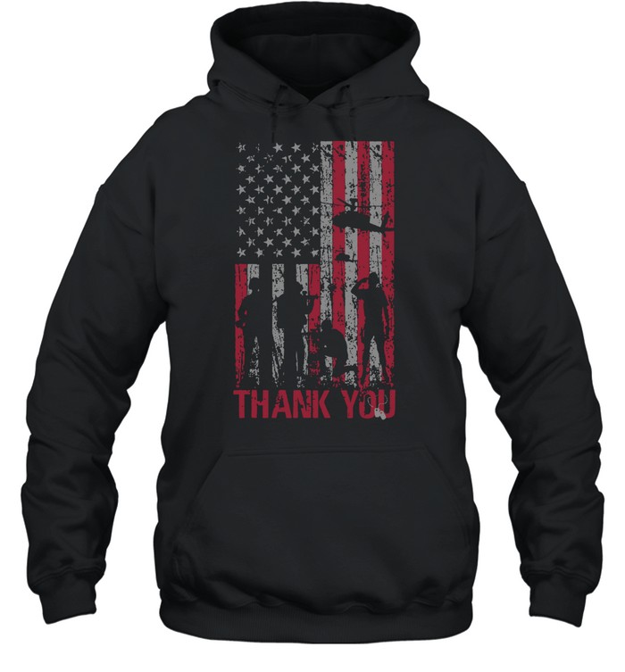Thank You Memorial Day Veteran Military Flag Design Hoodie
