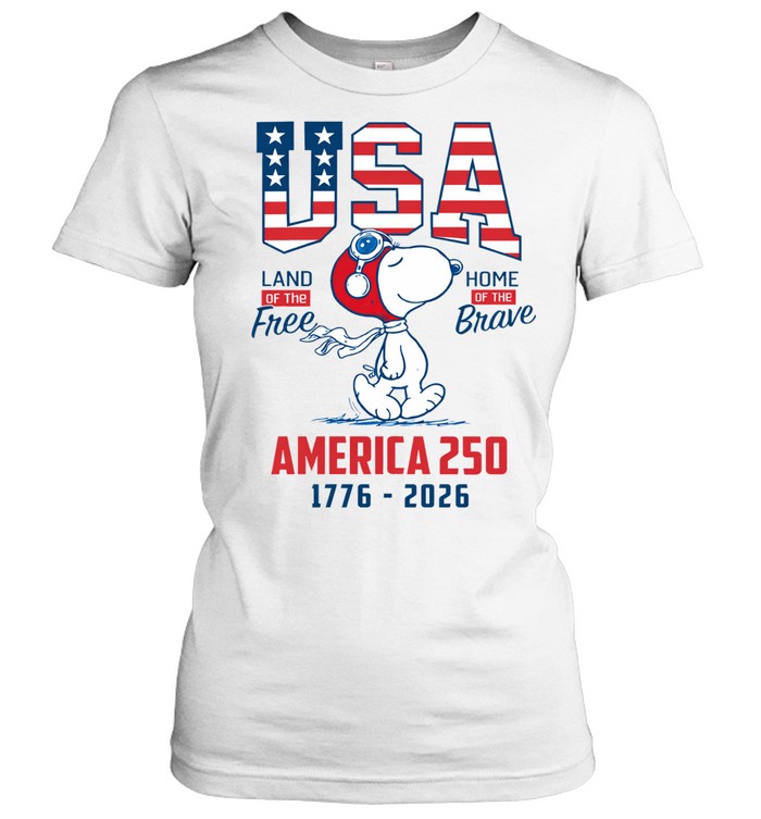 USA Land Of The Free Home Of The Brave America 250 Patriotic Dog Celebration Design Women T-Shirt