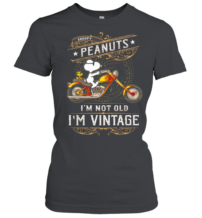 Vintage Motorcycle Beagle Rider Funny Retro Classic Dog Biker Graphic Design Women T-Shirt