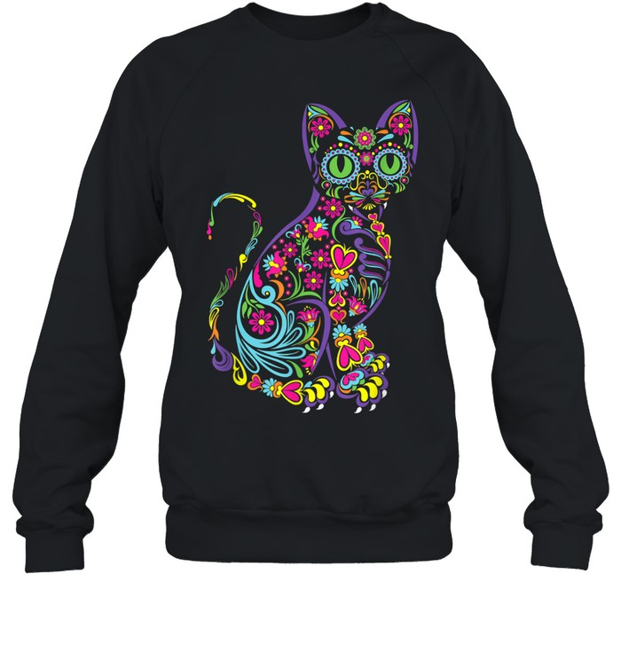 Cat Sugar Skull Dia De Los Muertos Cute Mexican Sweatshirt