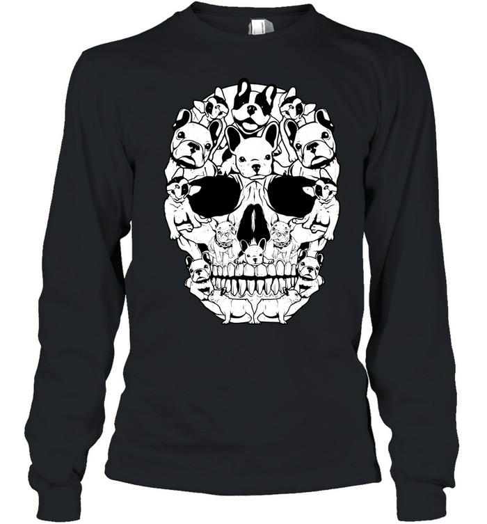 French Bulldog Dog Skull Halloween Costumes Gift Long Sleeve Tee