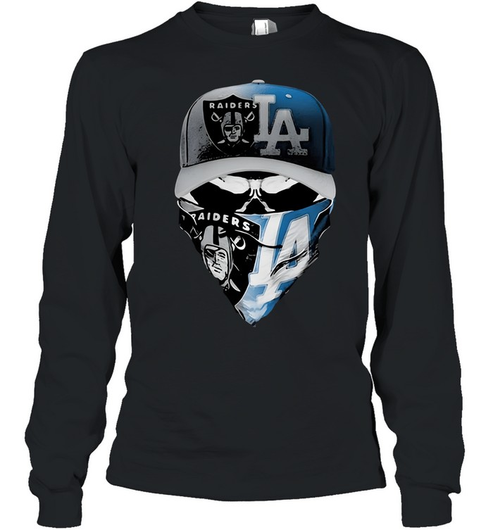 Skull Mask Oakland Raiders And Los Angeles Dodgers Long Sleeve Tee