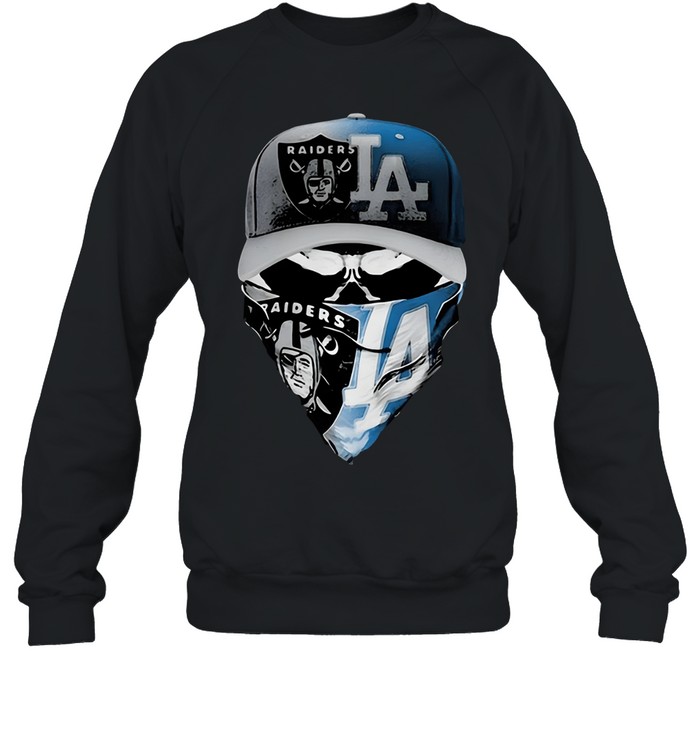 Skull Mask Oakland Raiders And Los Angeles Dodgers Sweatshirt