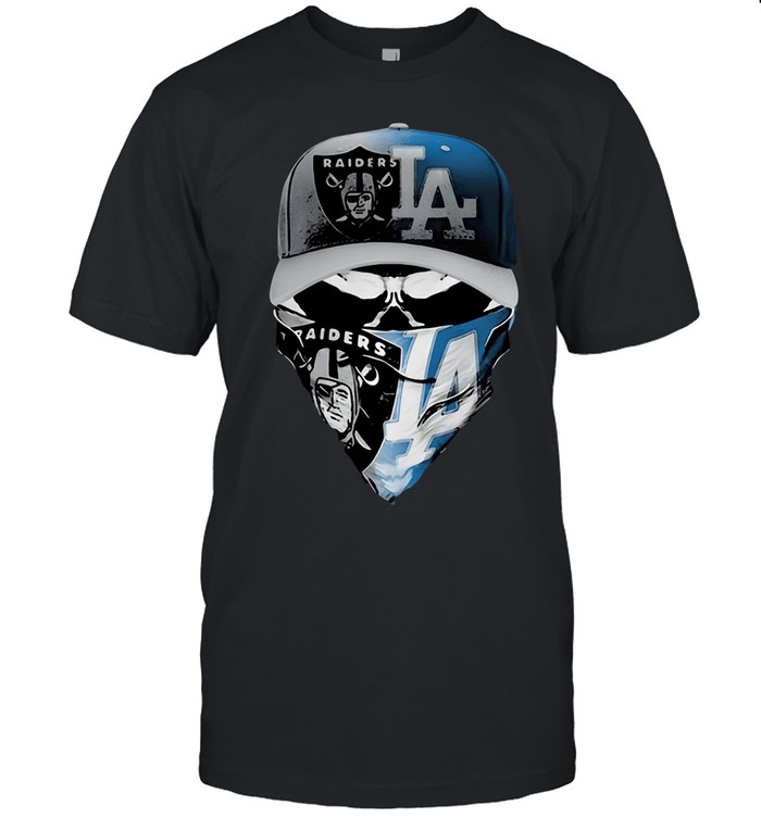 Skull Mask Oakland Raiders And Los Angeles Dodgers Unisex T-Shirt