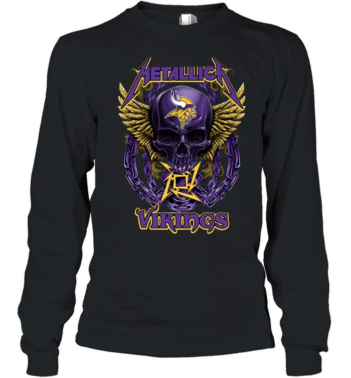 Skull Minnesota Vikings Long Sleeve Tee
