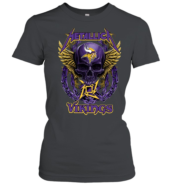 Skull Minnesota Vikings Women T-Shirt