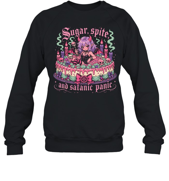 Sugar Spite And Satanic Panic Cute Gothic Devil Girl Sweatshirt
