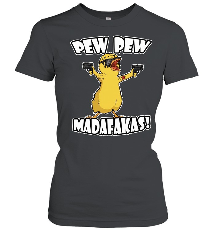 Yellow Duck Carries Pistol Letter Women T-Shirt