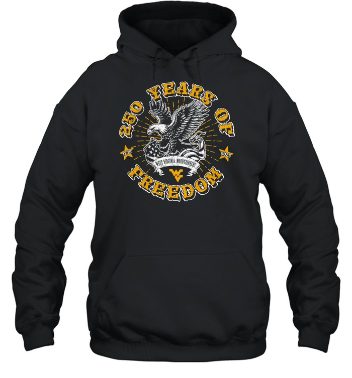 250 Years of Freedom West Virginia Mountaineers 1776 2026 Eagle American Flag Hoodie