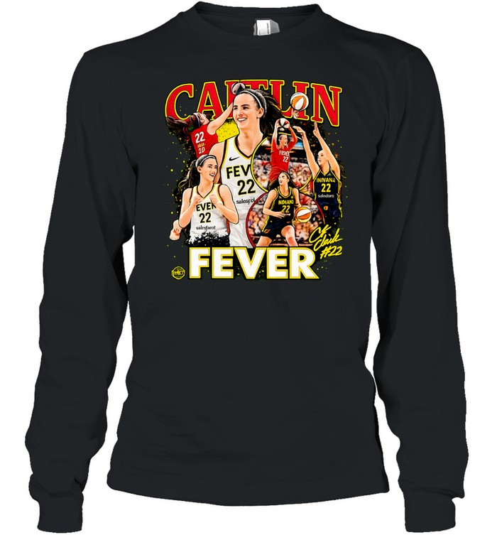Caitlin Clark Indiana Fever Collage Signature Long Sleeve Tee