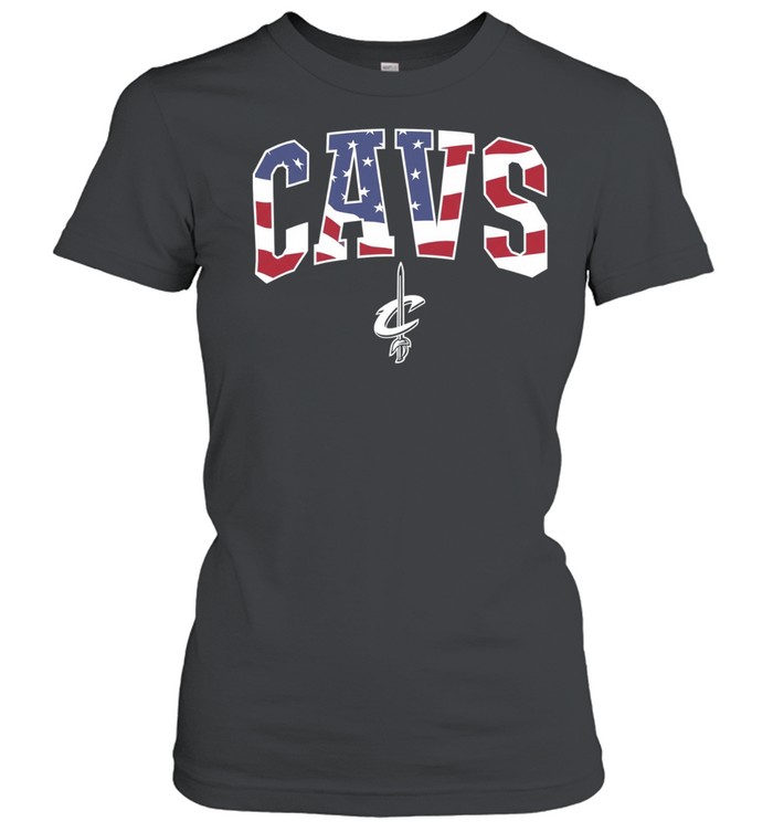 Cavs Cleveland Cavaliers American Flag Basketball Women T-Shirt