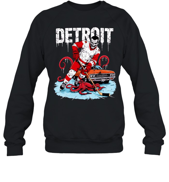 Detroit Red Wings Hockey Skull Tentacles Car Sweatshirt