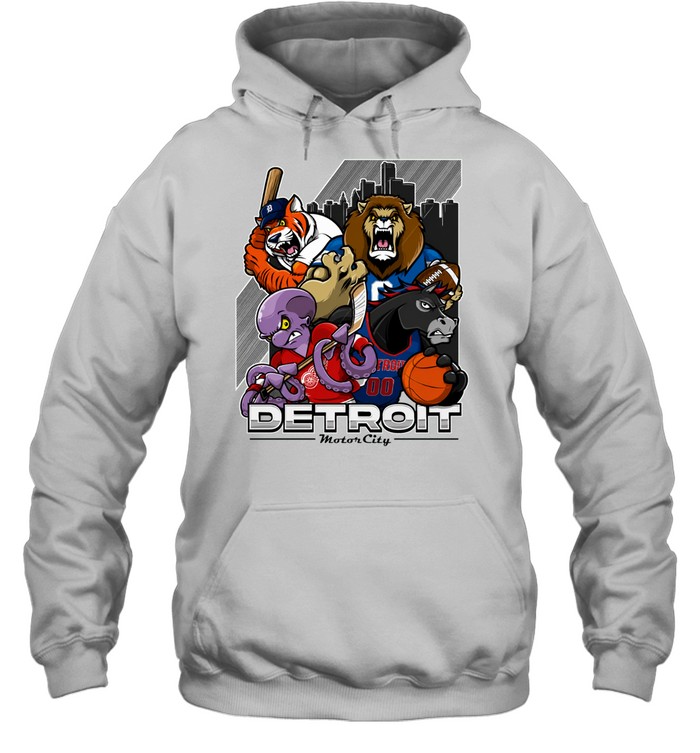 Detroit Sports Teams Mascot Collage Motor City Sports Hoodie