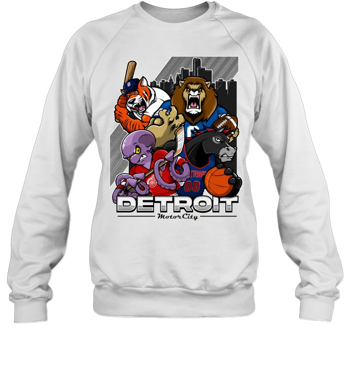 Detroit Sports Teams Mascot Collage Motor City Sports Sweatshirt