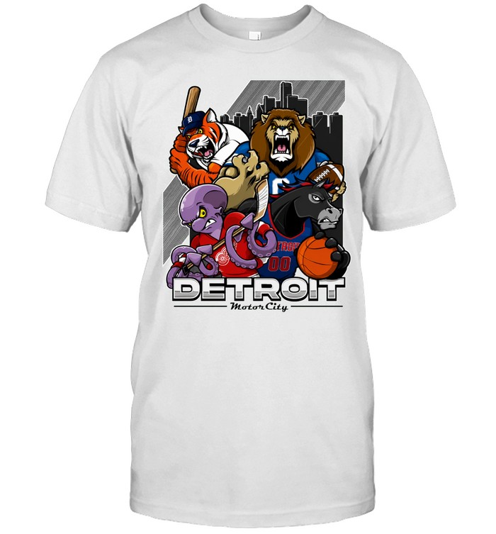 Detroit Sports Teams Mascot Collage Motor City Sports Unisex T-Shirt