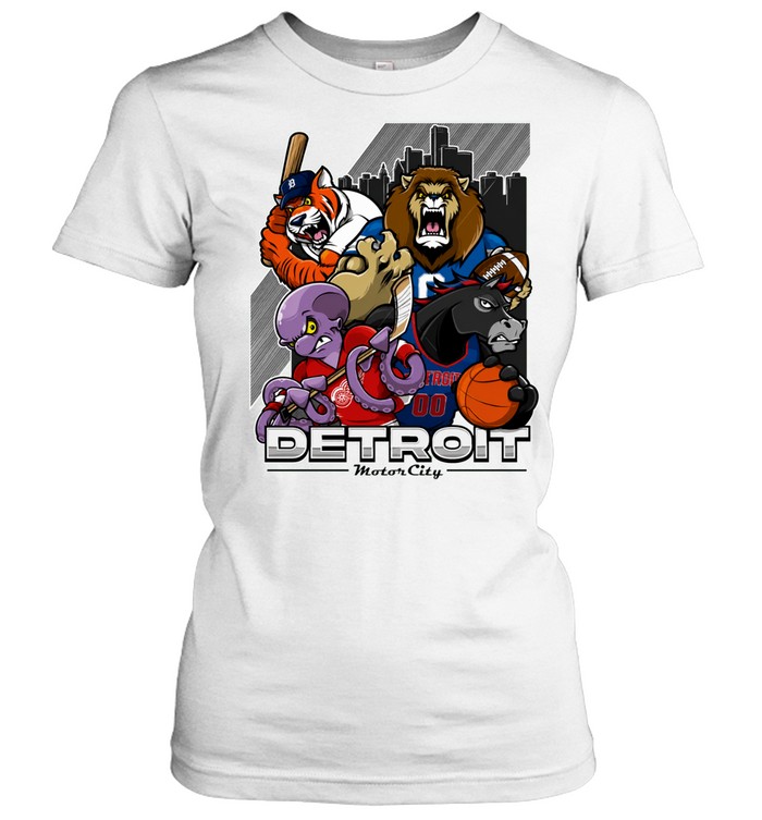 Detroit Sports Teams Mascot Collage Motor City Sports Women T-Shirt