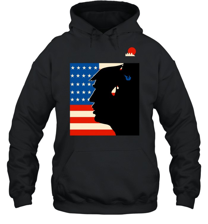 Donald Trump Silhouette Falling Man American Flag Hoodie