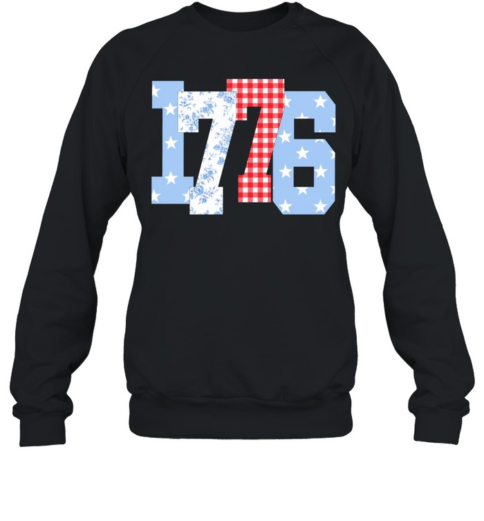 Floral Gingham Stars 1776 Patriotic America 4th of July Sweatshirt