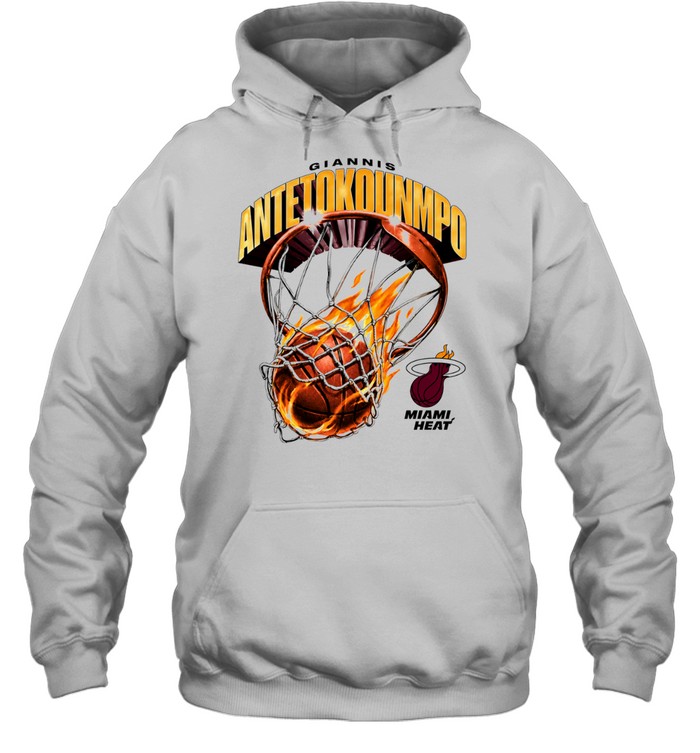 Giannis Antetokounmpo Miami Heat basketball hoop flame Hoodie